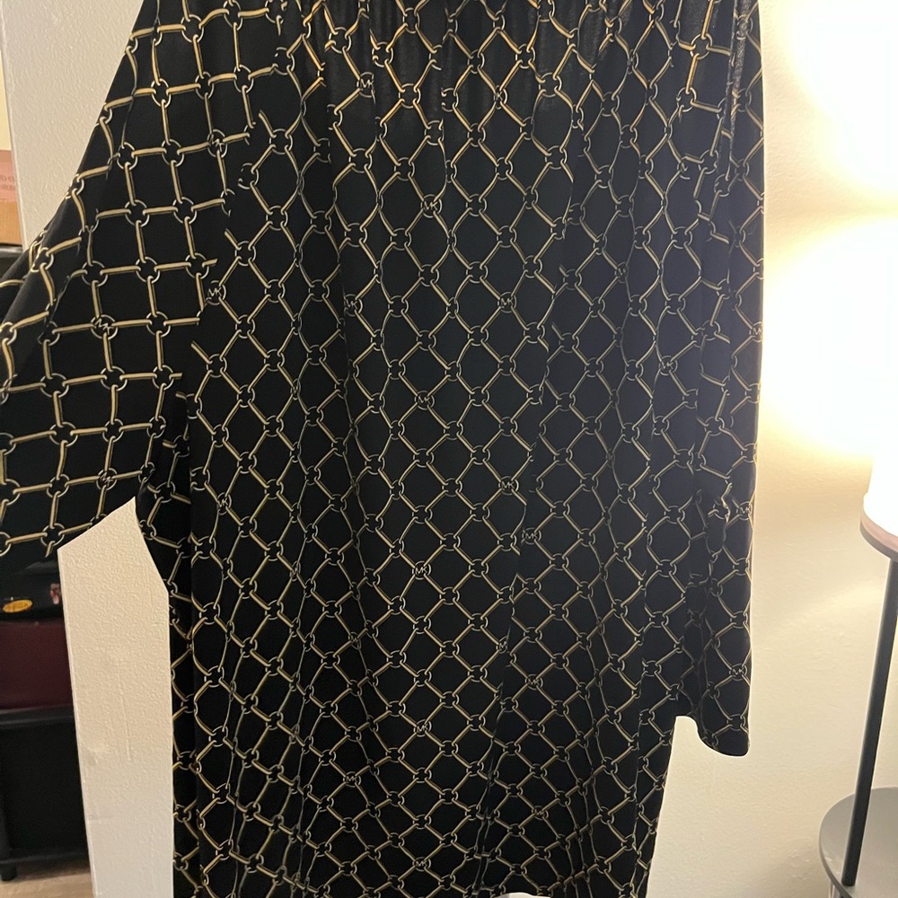 MICHAEL Michael Kors Black and Gold Chain Print Blouse